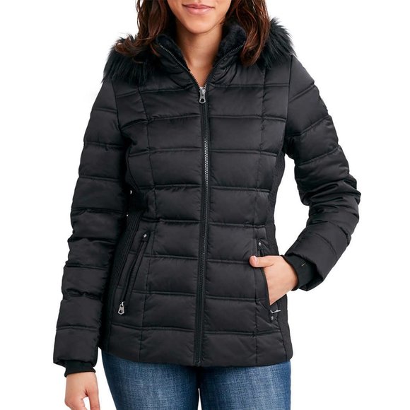 * NEW * Nautica Ladies Puffer Jacket with Faux Fur Trim - Picture 1 of 13